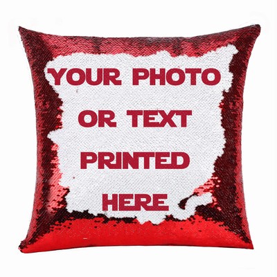 Cheap Custom Made Sequin Cushion Cover Photo Gift Photo Text Pillow